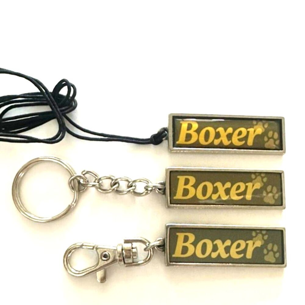 New 3pc I Love My Dog Boxer Keychain Necklace Set
